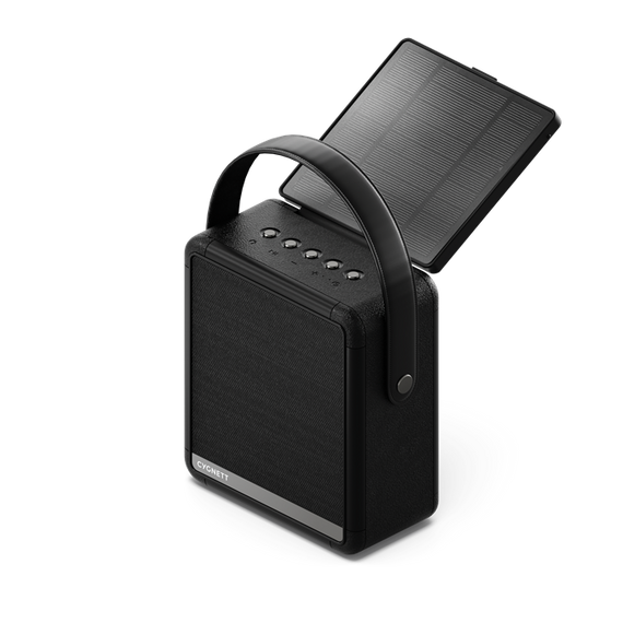 Cygnett FreePlay Solar Charging Wireless Speaker & 8K Power Bank - Black(CY4968SOSPE),Dust & Water Resistant,Dual Speaker,10