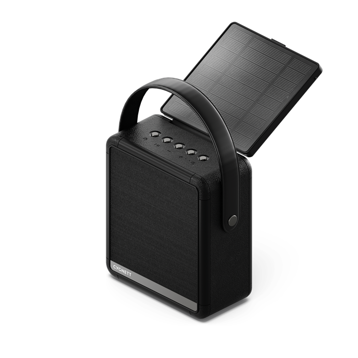 Cygnett FreePlay Solar Charging Wireless Speaker & 8K Power Bank - Black(CY4968SOSPE),Dust & Water Resistant,Dual Speaker,10