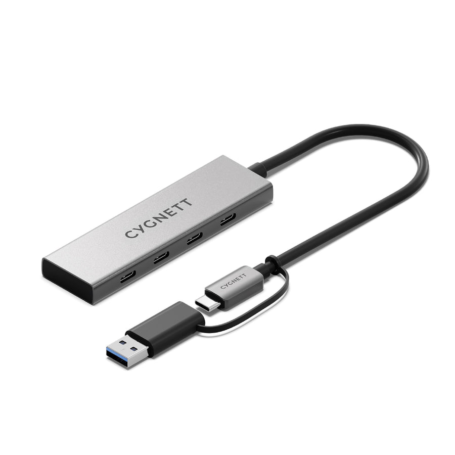 Cygnett Unite 4-in-1 USB-C to USB-C Hub- White(CY5390CYHUB)4x USB-C Ports,10Gbps Transfer,Aluminium Outer Shell,15cm cable,