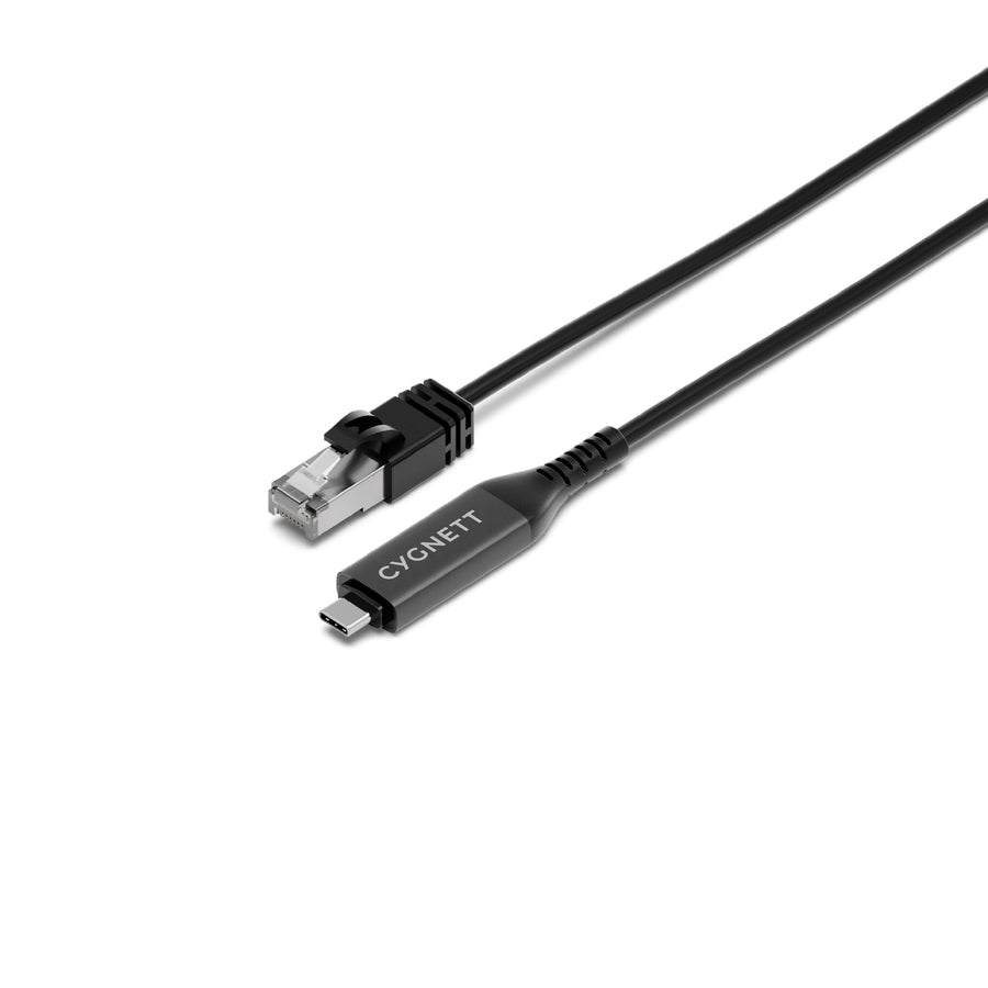 Cygnett Unite USB-C to RJ45 Gigabit Ethernet Cable 1m - Black (CY5505PCCCE), 1Gbps, USB 3.2 Gen 1, USB 2.0, Universal