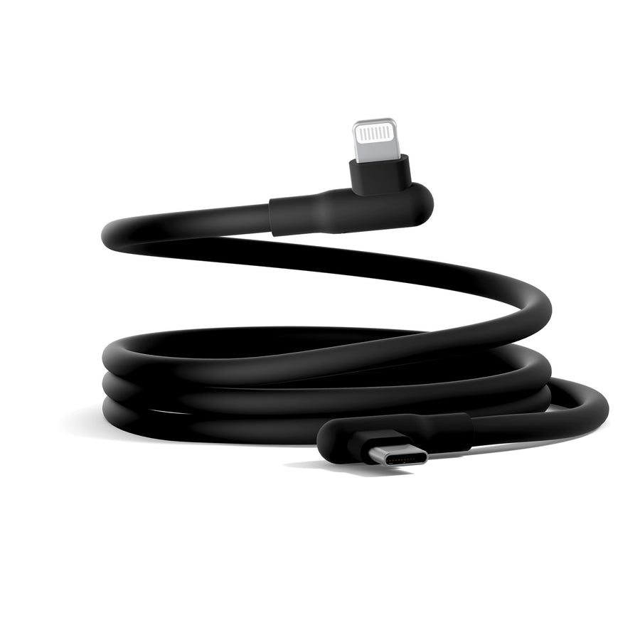 Cygnett DriveSync Right Angled Silicone Lightning to USB-C Cable (0.7M) - (CY5668CCACB), 3A/30W, 480Mbps, Drive & Sync, 2