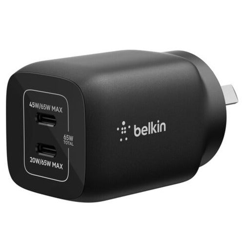Belkin Gaming Dual USB-C Wall Charger 65W (45W + 20W) For Nintendo Switch 2 - Black (ENA007auBK), Compact, Travel-Friendly,