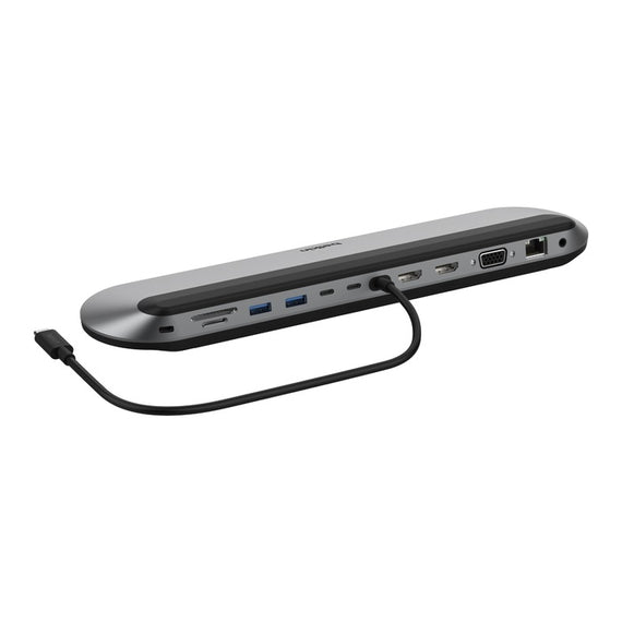 Belkin Connect Universal USB-C 11-in-1 Pro Docking Station - Grey (INC014btSGY), 100W PD, 10Gbps, Tripal Display, Silicon Motion, 2 Years Warranty