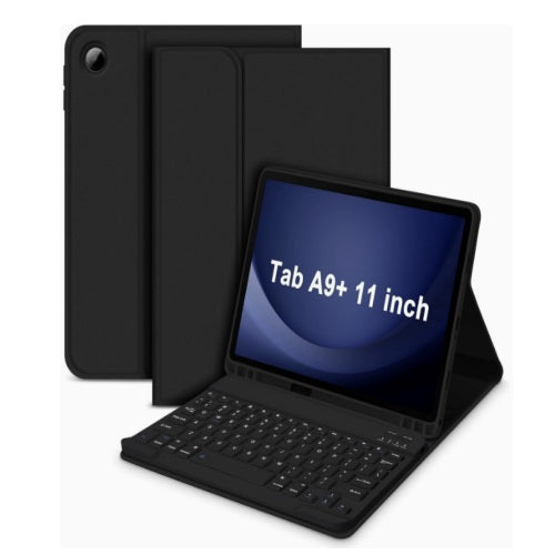 USP Samsung Galaxy Tab A11+ / Tab A9+ (11') Keyboard Case Cover Black - Ultra-Slim, Lightweight, Auto Wake/Sleep Function,PU