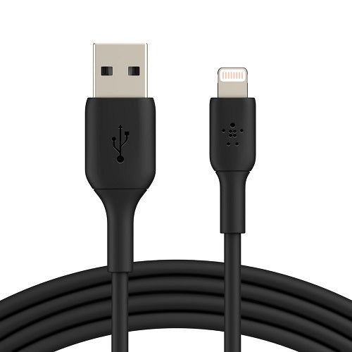 Belkin BoostCharge Braided Lightning to USB-A Cable (2M) - Black (CAA002bt2MBK), 2.4A/12W, 480Mbps, 30K+ Bends, MFI-Certified, 2 Years Warranty