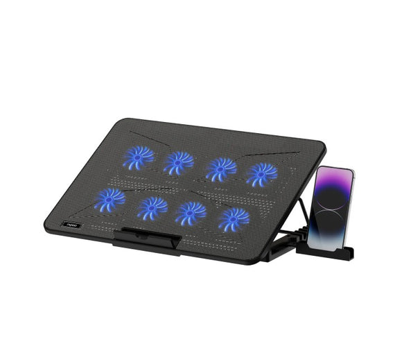 Rapoo Laptop Cooling Pad CF300, 8 High-Efficiency Cooling Fans , 7 Adjustable Angles, Multi-Functional & Versatile