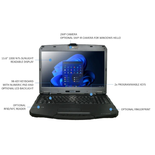 DURABOOK S15, 15' FHD, Intel® Core™ i7-1255U, Windows 11, 16GB RAM,  512GB SSD,Wi-Fi 6E, Bluetooth v5.3, 2MP Front Camera, 3 year Warranty