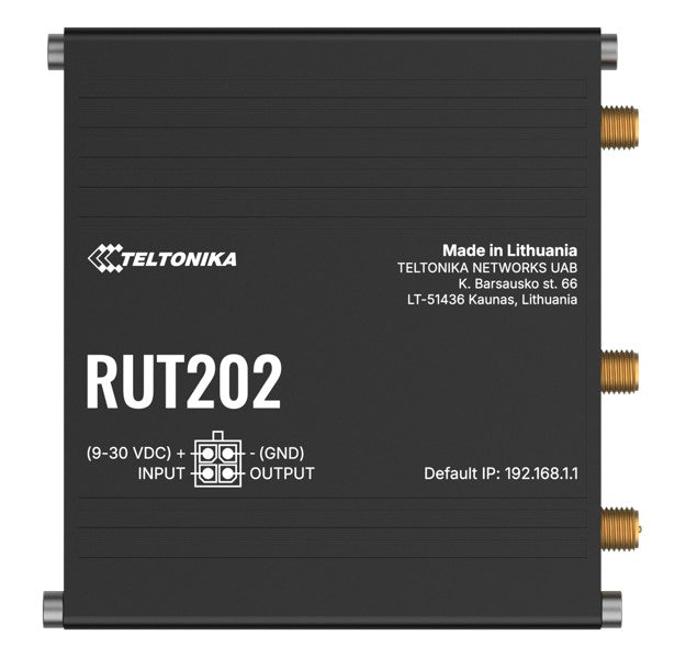 Teltonika RUT202 Dual Sim Industrial LTE Cat 4 Router, Automatic Failover, Dual Ethernet Ports and LTE + Wi-Fi Support, PSU