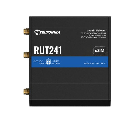 Teltonika RUT241 Industrial Cellular Router, Instant LTE Failover, Compact and Powerful Industrial 4G LTE Router/Firewall, PSU included