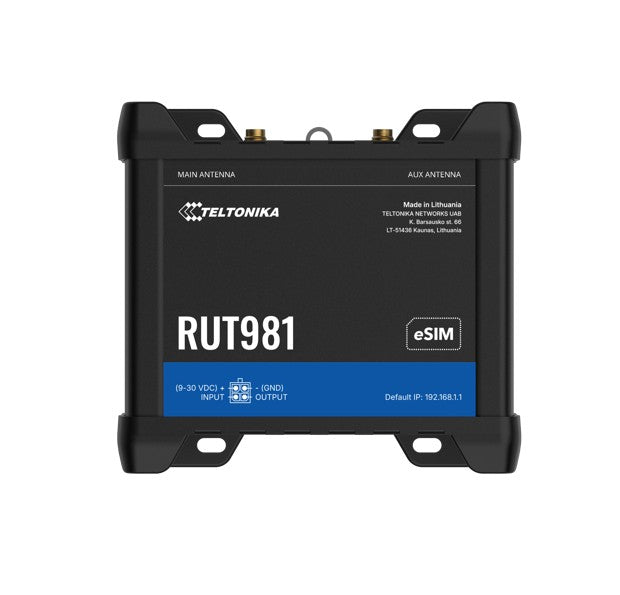 Teltonika RUT981 GLOBAL 4G ROUTER, Telit Cat 4 Modem, 4 x Ethernet Ports, DUAL SIM & eSIM, 2 x RJ45 Ports, PSU included IoT
