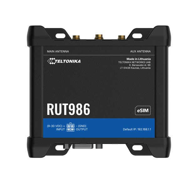 Teltonika RUT986 INDUSTRIAL GLOBAL LTE CAT 4 ROUTER, Telit Cat 4 Modem, 4x Ethernet Ports, PSU included IoT / LTE NHT-RUT986