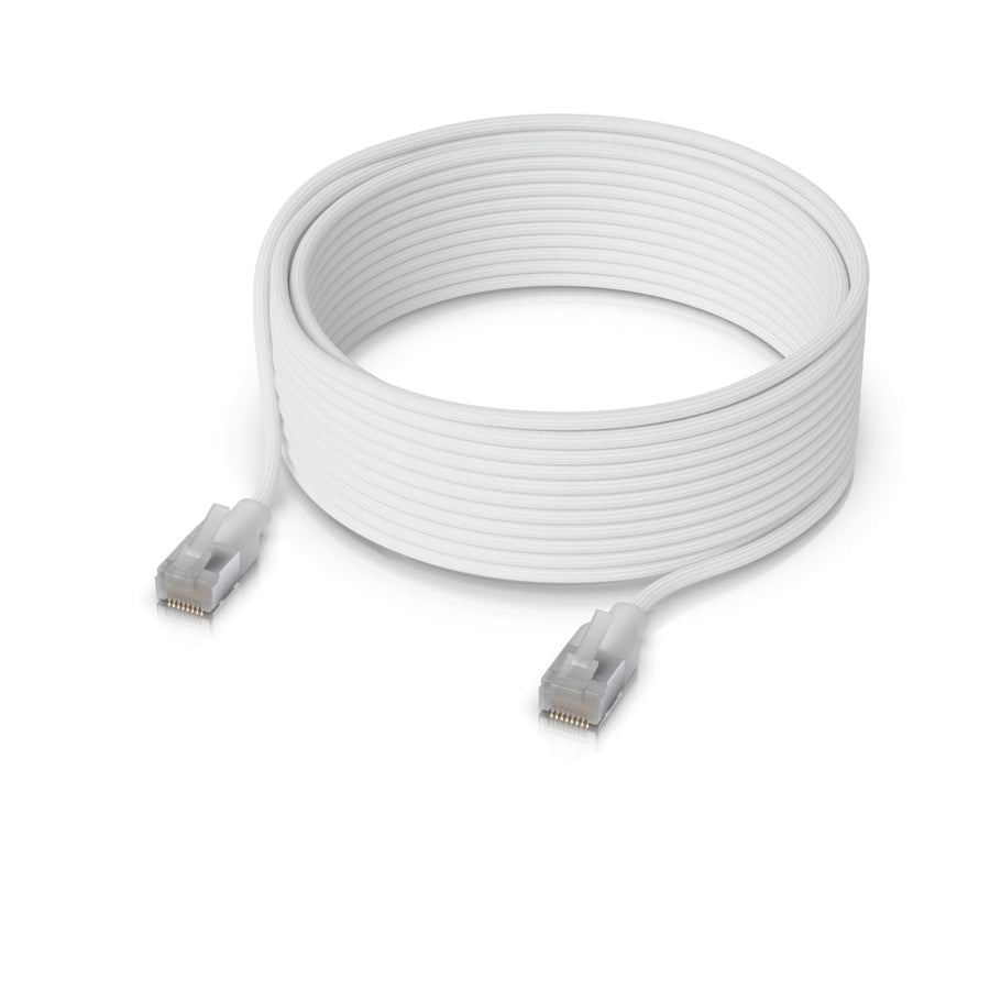 Ubiquiti UniFi Premium Patch Cable, 15M, White, Ultra-thin Braided Patch Cable, Designed And Optimized For 10 GbE