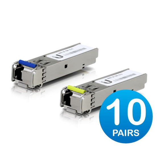 Ubiquiti UFiber1 Gbps Bidirectional Single-Mode SFP Module, 20-Pack, Up 3km Distance,Simplex LC Connector, Fiber Cable Not Include