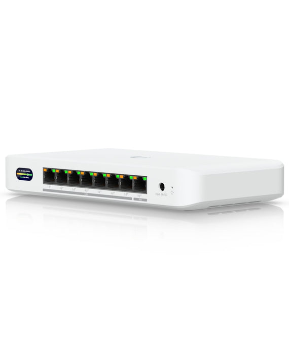 Ubiquiti Device Bridge Switch, Compact PoE+ Switch* (1) 10 GbE Port, (7) 2.5 GbE Ports, 6 GHz, WiFi 7 Integration, Seamless,