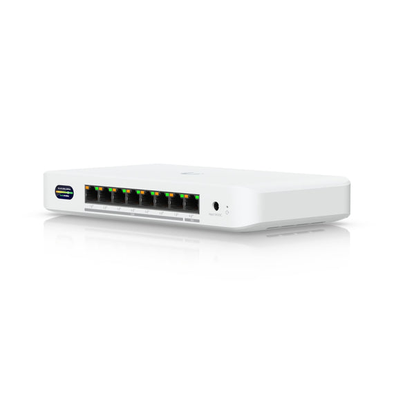 Ubiquiti Device Bridge Switch, Compact PoE+ Switch* (1) 10 GbE Port, (7) 2.5 GbE Ports, 6 GHz, WiFi 7 Integration, Seamless,