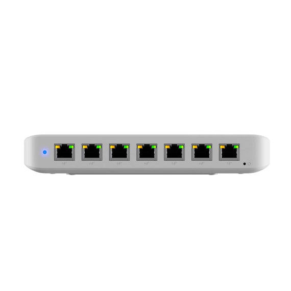 Ubiquiti Ultra 60W, Compact 8-port Layer 2 GbE PoE Switch, Versatile Mounting, 7 GbE PoE+ Output ports, 1 GbE Port, Includes PSU,