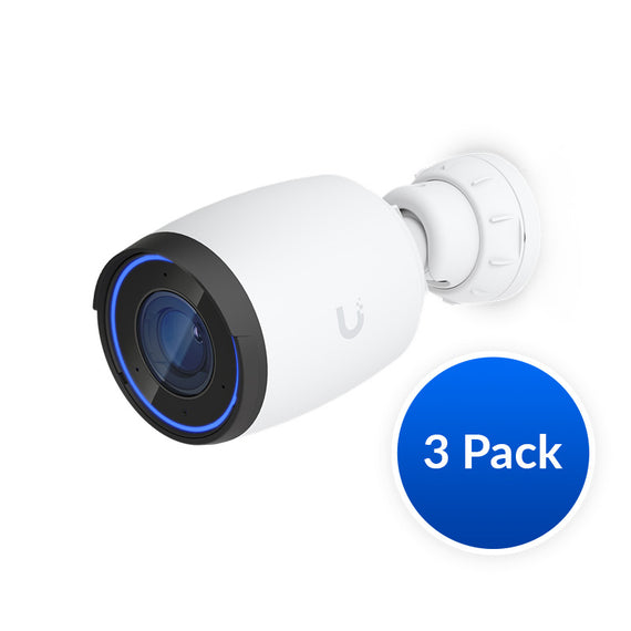 Ubiquiti AI Professional UniFi Protect Indoor/Outdoor 4K PoE Camera, White, 3 Pack - OEM, Waterproof IP65, PoE+ Power, Max