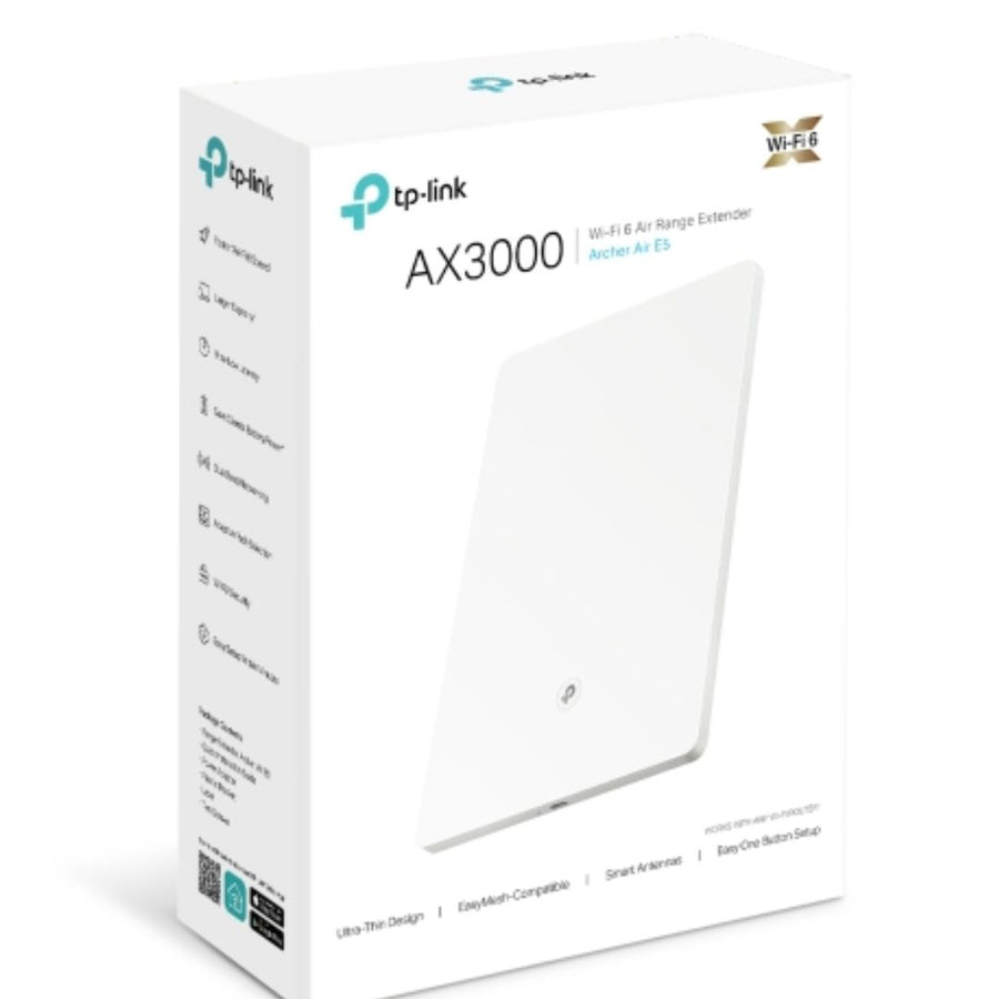 TP-Link Archer Air E5 AX3000 Dual-Band Wi-Fi 6 Air Range Extender, 574Mbps @2.4GHz + 2402Mbps @5GHz , 8mm Ultra-thin Shell, Multiple Install Design