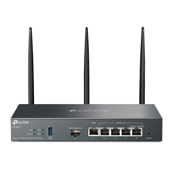 TP-Link ER706W Omada AX3000 Gigabit VPN Router, 6 Gigabit Ports (5 RJ45+1 SFP), Omada Mesh, IPSec, SSL, Wireguard, PPTP, L2TP VPN