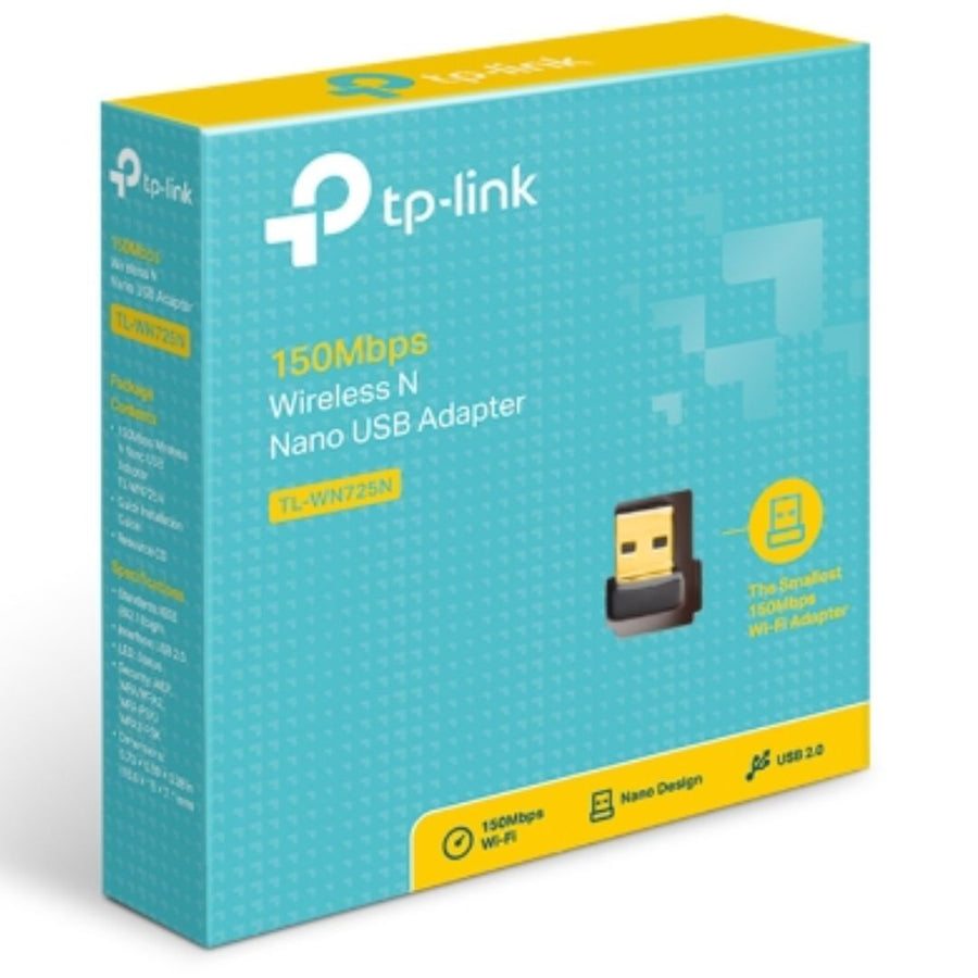 TP-Link TL-WN725N N150 Nano Wireless N USB Adapter 2.4GHz (150Mbps) 1xUSB2 802.11bgn Internal Antenna miniature design for Notebook Laptop (LS)