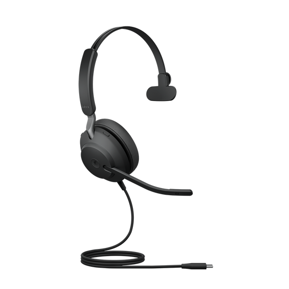Jabra Evolve2 40 SE Wired USB-C MS Mono Headset, 360° BusyLight, Noise Isolationg Ear Cushions, 2Yr Warranty, Plug-and-play