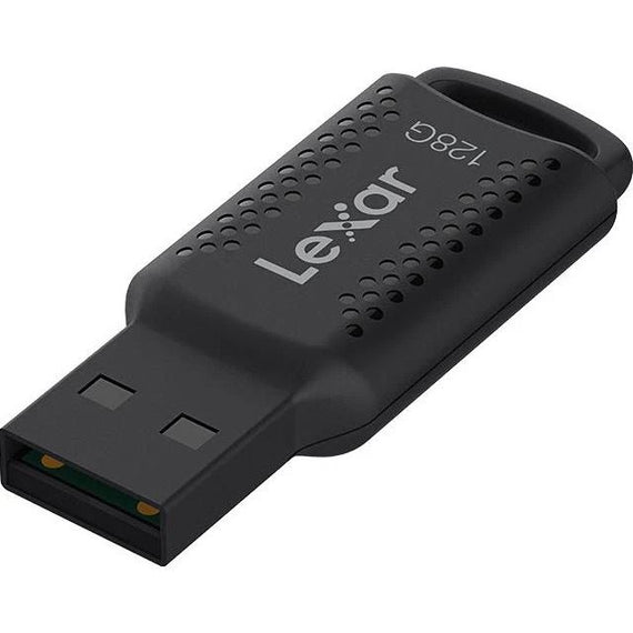 Lexar V400 128GB JumpDrive® USB3.2 Flash Drive, up to 100MB/s read, Black,Securely protect files with Lexar DataShield. 256-bit AES encryption for add