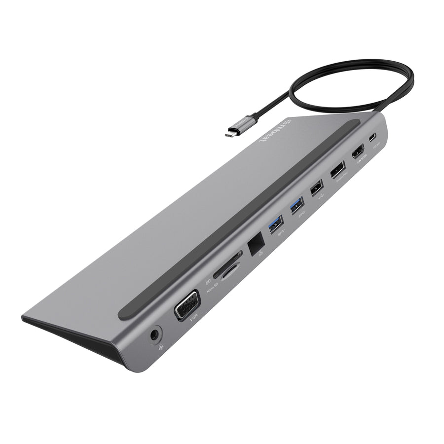 mbeat® Elite Triple Display USB-C Docking Station with 100W Power Delivery 1xHDMI, 1x DisplayPort, 1x VGA, 2x USB 3.0, 1x USB 2.0, MicroSD, 1x RJ45