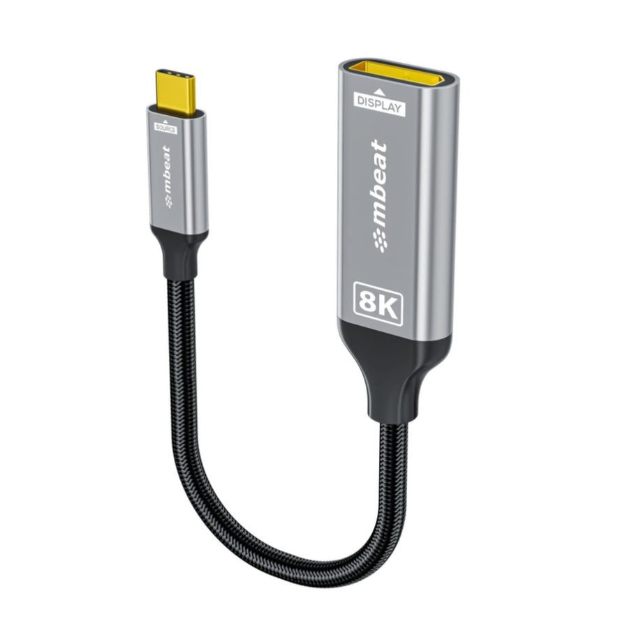 mbeat® Tough Link 8K USB-C to DP Adapter - Space Grey USB-C (male) to DisplayPort (female) Up to 32.4Gbps (DisplayPort 1.4)