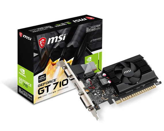 MSI nVidia Geforce GT 710 2GB LP Low Profile VGA CARD GDDR3 2560x1600 1xHDMI 1xDVI PCIE2.0x16 954 MHz Core Clock