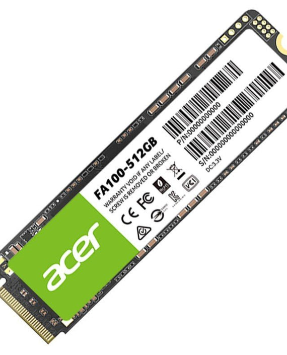 ACER FA100-512GB M.2 NVMe PCIe Gen 3*4 Read speed 3300MB/ sWrite Speed 2200MB/s BL.9BWWA.119 - 5 Year Warranty - Leader Electronics