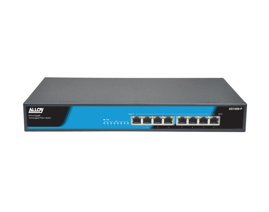 Alloy AS1008-P 8 Port Unmanaged Gigabit 802.3at PoE Switch, 150 Watts - Leader Electronics