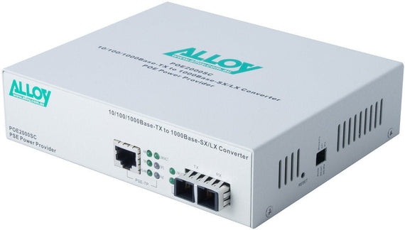 Alloy POE3000ST 10/100/1000Base-T PoE+ RJ-45 to 1000Base-SX Multimode (ST) Converter. Wavelength: 850nm. Max. range 550m - Leader Electronics