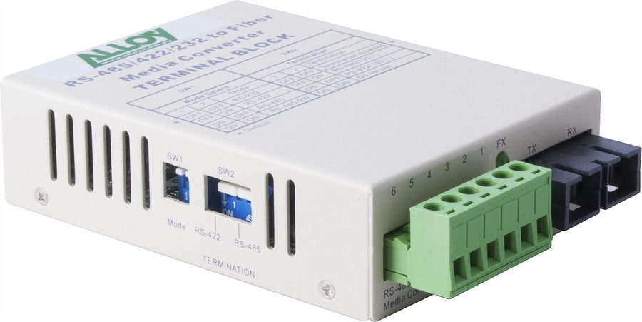 Alloy SCR460SC-4 RS-232/422/485 Serial Terminal to Single Mode Fibre Converter. Max. range 20Km - Leader Electronics