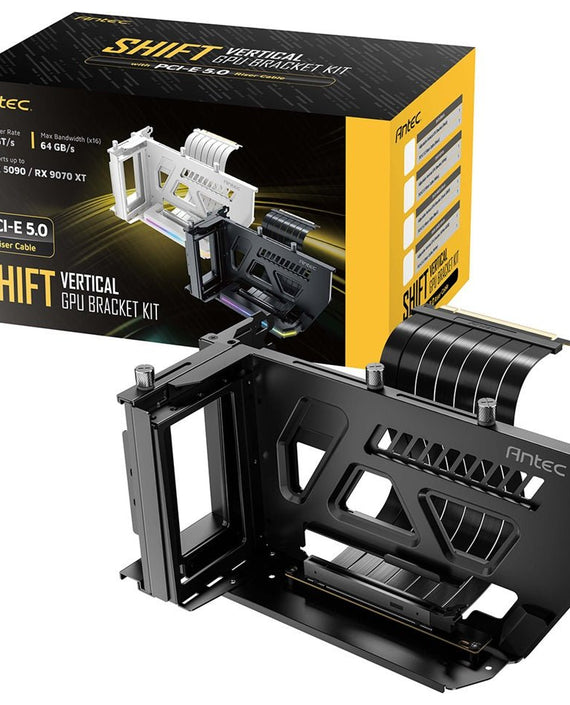 Antec AT-ARCVB-BK190-A-PCIE5 SHIFT ARGB Black PCI-E 5.0, 190mm riser, ARGB, PCIe 5.0 x16, fits up to 3-slot GPUs, 284–337mm size, 1Y warranty - Leader Electronics