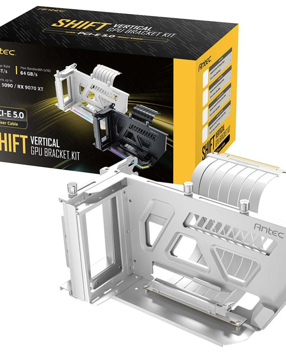 Antec AT-ARCVB-W190-A-PCIE5 SHIFT ARGB White PCI-E 5.0, 190mm riser, ARGB, PCIe 5.0 x16, fits up to 3-slot GPUs, 284–337mm size, 1Y warranty - Leader Electronics