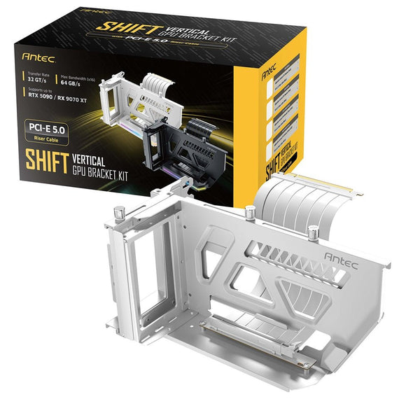 Antec AT-ARCVB-W190-A-PCIE5 SHIFT ARGB White PCI-E 5.0, 190mm riser, ARGB, PCIe 5.0 x16, fits up to 3-slot GPUs, 284–337mm size, 1Y warranty - Leader Electronics