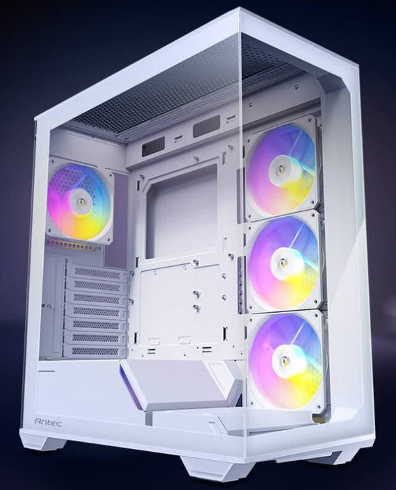 Antec C3 ARGB White ATX, 270 Degrees View, 4x ARGB PWM Fans control, USB-C, 36CM top, 24cm Front. Cable Management, GPU 41.5 CM. Ultra Gaming Case - Leader Electronics
