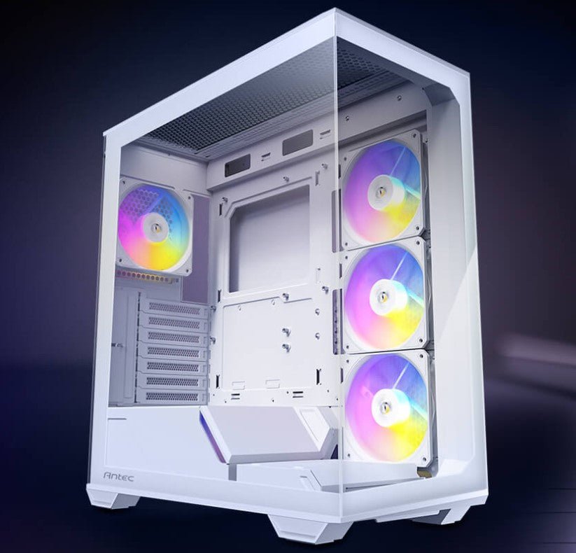 Antec C3 ARGB White ATX, 270 Degrees View, 4x ARGB PWM Fans control, USB-C, 36CM top, 24cm Front. Cable Management, GPU 41.5 CM. Ultra Gaming Case - Leader Electronics