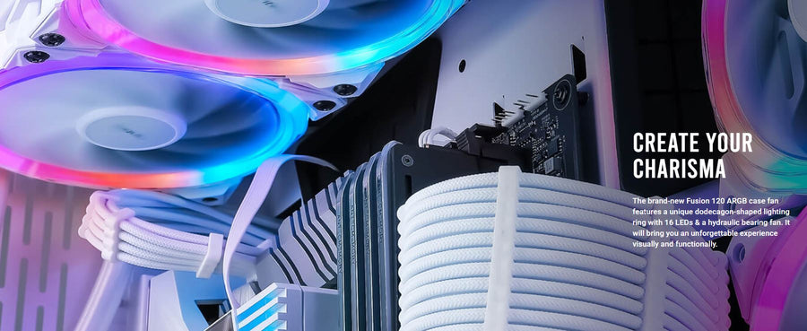 Antec Fusion 5x 120mm ARGB PWM HB white Fans + ARGB Controller, 57.93 CFM, AP 2.11, Noise Level 31.21. Woven Cable, PMW Daisy Chain design(LS) - Leader Electronics