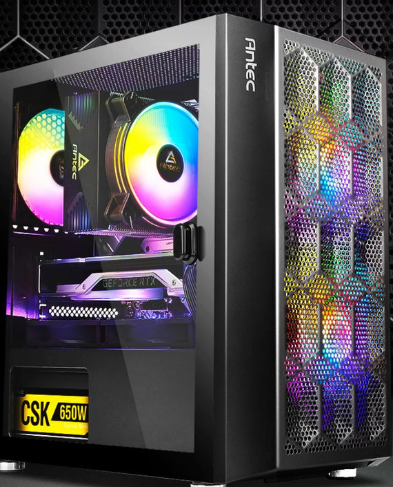 Antec NX200M RGB m-ATX, ITX Case, 3x RGB Fan. Large Mesh Front for excellent cooling, Side Window, Radiator 240mm. GPU 275mm - Leader Electronics