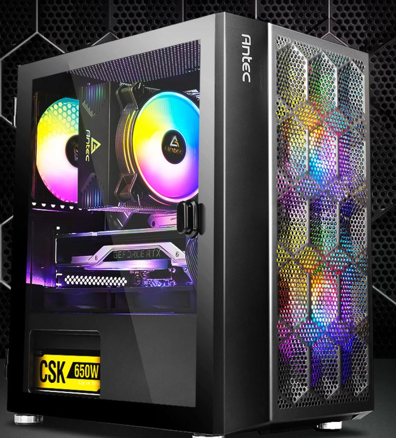 Antec NX200M RGB m-ATX, ITX Case, 3x RGB Fan. Large Mesh Front for excellent cooling, Side Window, Radiator 240mm. GPU 275mm - Leader Electronics