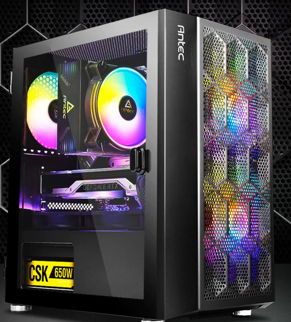 Antec NX200M RGB m-ATX, ITX Case, 3x RGB Fan. Large Mesh Front for excellent cooling, Side Window, Radiator 240mm. GPU 275mm - Leader Electronics