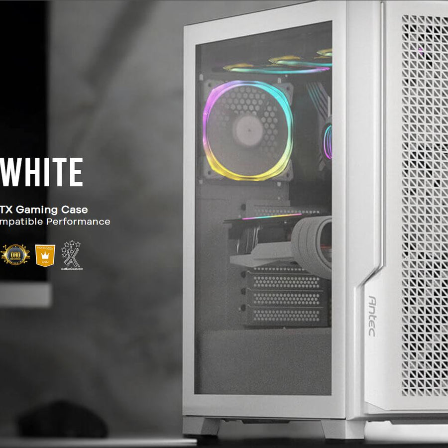 Antec P20C White, ATX, E-ATX, ATX, USB-C, Cable management , 4x HDD or SSD , 375mm GPU, 170mm CPU 3x PWM white 12 CM Fan, Tempered Glass, Case (LS) - Leader Electronics