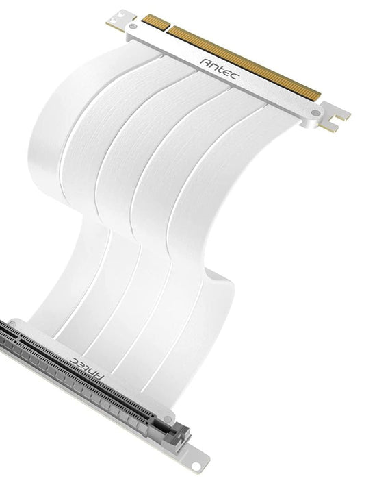 Antec PCIE-4.0 Riser Cable (200mm White) High Quality Gold Plated and Shielded PCB. Stability and Perforamnce 90 / 180 Degrees Flexible Cable (LS) - Leader Electronics