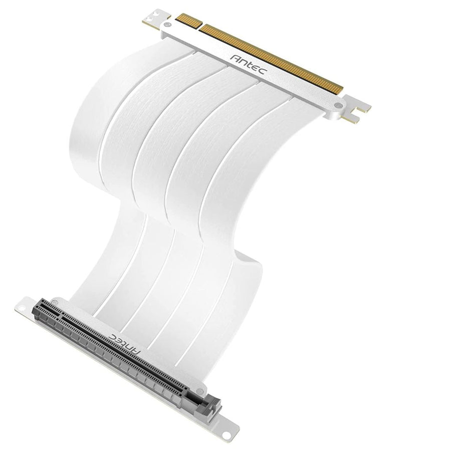 Antec PCIE-4.0 Riser Cable (200mm White) High Quality Gold Plated and Shielded PCB. Stability and Perforamnce 90 / 180 Degrees Flexible Cable (LS) - Leader Electronics