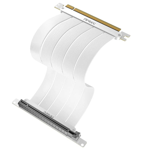 Antec PCIE-4.0 Riser Cable (200mm White) High Quality Gold Plated and Shielded PCB. Stability and Perforamnce 90 / 180 Degrees Flexible Cable (LS) - Leader Electronics
