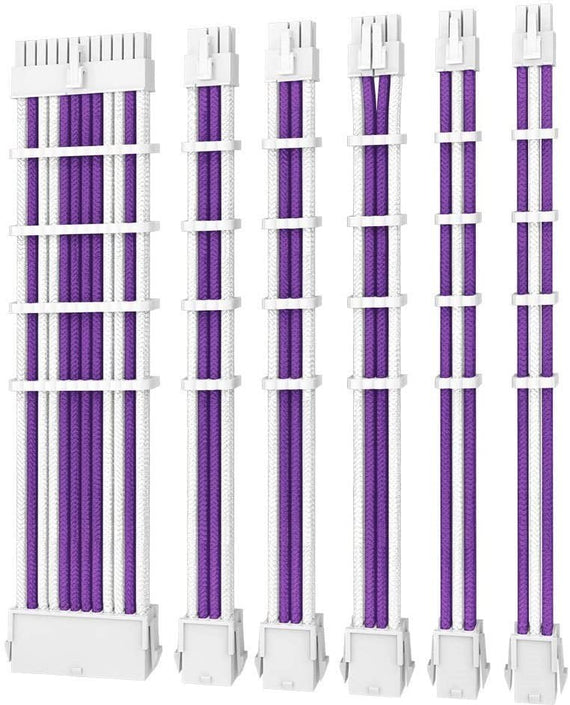 Antec PSU - Sleeved Extension Cable Kit V2 - Purple / White. 24PIN ATX, 4+4 EPS, 8PIN PCI-E, 6PIN PCI-E, Compatible with Standard PSU (LS) - Leader Electronics