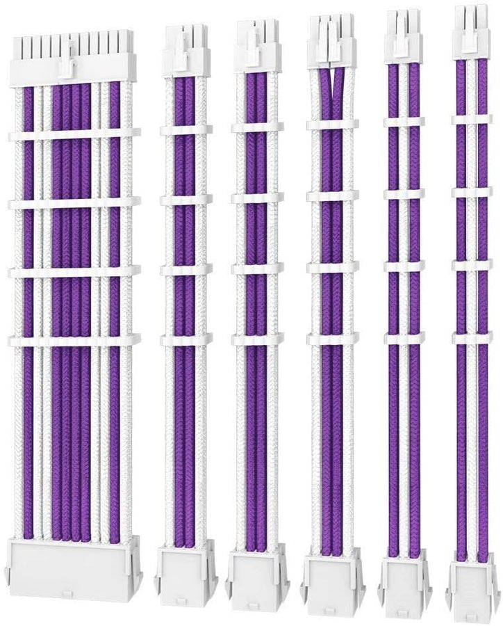 Antec PSU - Sleeved Extension Cable Kit V2 - Purple / White. 24PIN ATX, 4+4 EPS, 8PIN PCI-E, 6PIN PCI-E, Compatible with Standard PSU (LS) - Leader Electronics