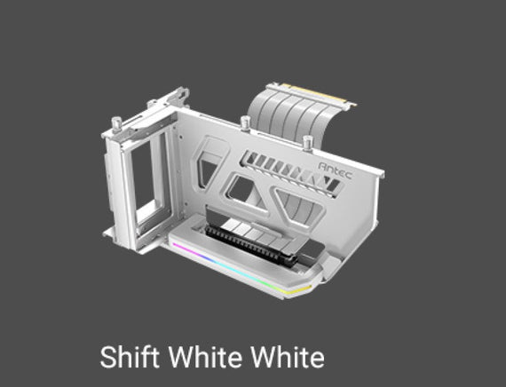 Antec RGB Adjustable Shift PCI Vertical GPU Bracket PCI-E 4.0 Riser Cable white (190mm) for 4090 & 7900 XTX Cards. E-ATX, ATX, Case. 4 PCI required - Leader Electronics