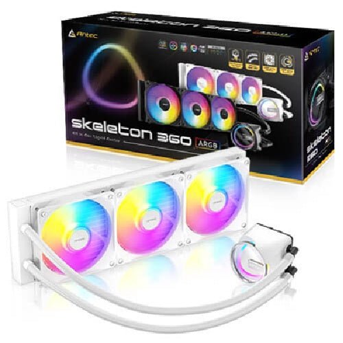 Antec Skeleton 360 ARGB-WHITE, All-in-One Liquid Cooler, 360mm, PWM ARGB fans, 2000RPM, 72.29CFM, ≤32dB, Intel/AMD support, aluminum radiator, 3Y wty - Leader Electronics